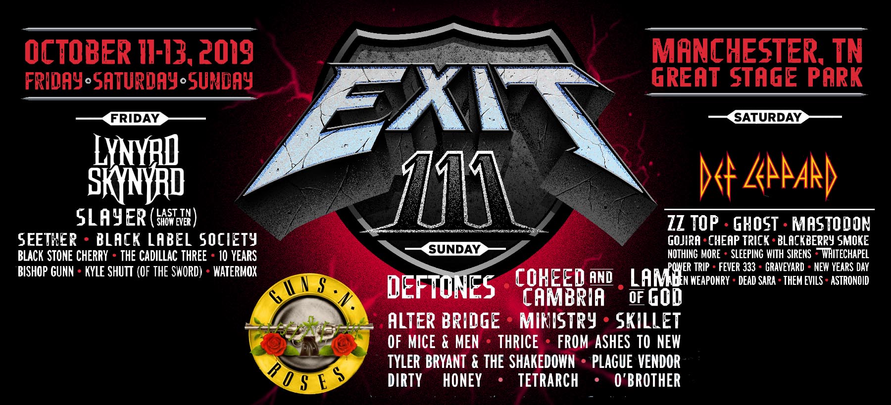 Inaugural EXIT 111 FESTIVAL to Happen in Tennessee this October, Lineup